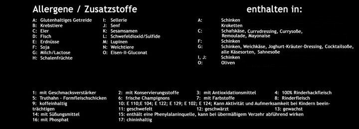 Allergene / Zusatzstoffe